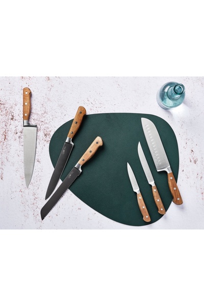 BJORN Set of 6 JAKOB kitchen knives, satin stainless steel blade with acacia wood handle