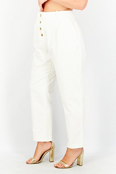 Esprit Women Regular Fit Textured Corduroy Pants, White