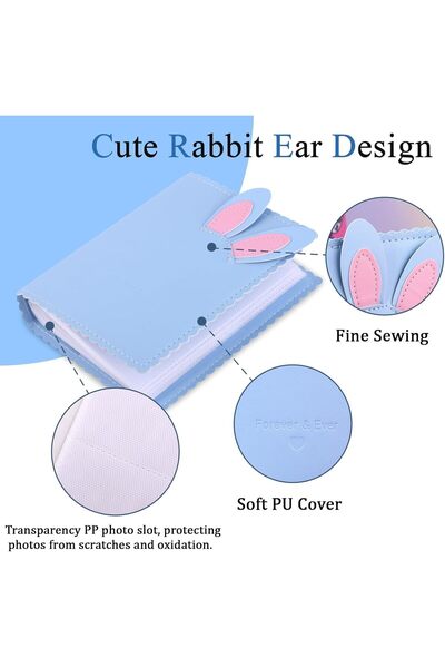 NALACAL 64-Pocket Photo Album for Fujifilm Instax Mini & 2x3 Inch Cards - Blue