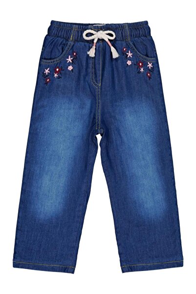 Civil Girls Colorful Floral Embroidered Pants for Ages 2-5 - Blue for Ages 5-6