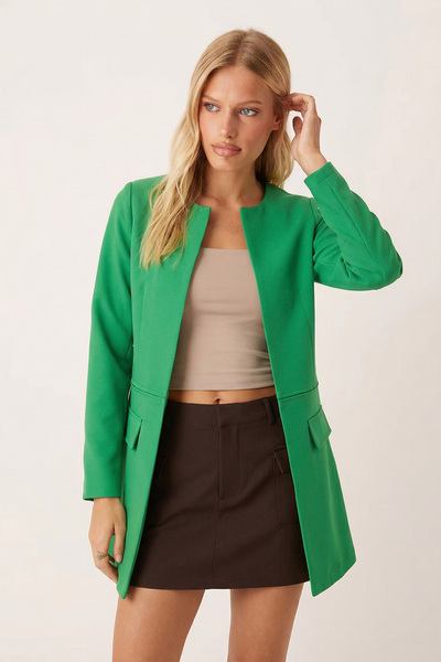 armonika Women's Green Waist Stitched Long Jacket Arm-26K001017