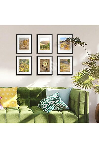 Generic 6x8 Picture Frame Set of 5 - Black Wall Gallery Photo Frames with Mat