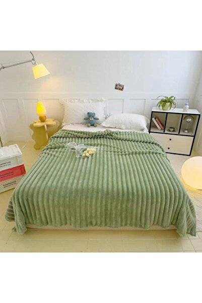 trendyhome Artificial Rabbit Fur Blanket – Green, Solid, 200×230 cm