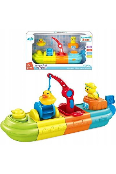 Matadi Woopie Boat children's toy, with crane, rotating gears, composed of 4 colored segments
