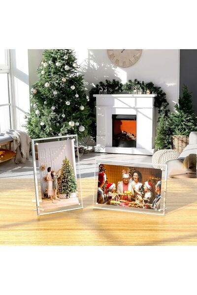 NALACAL 5x7 Acrylic Magnetic Picture Frames, 3-Pack, Clear with Stand