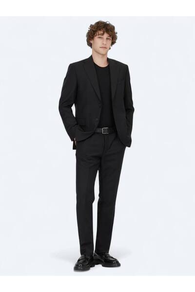 Kip Black Modern Fit Wool Blend Suit