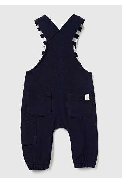 United Colors of Benetton Baby Navy Blue Jumpsuit with Hidden Snap Fasteners and Elasticated Legs