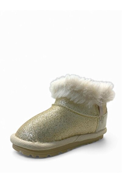 BUCKHEAD Girl's Beige Glitter Fur Boots Buck3061