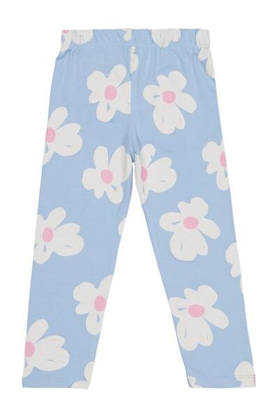 Civil Girls Large Floral Patterned Leggings for Ages 2-5 - Blue 2-3 Years