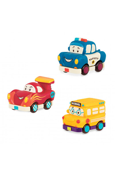 BToys B.Toys Set of 3 Mini Cars – Race Car, Police Car and School Bus