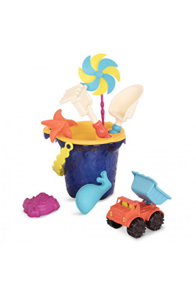 BToys B.Toys Blue Sand Bucket with 9 Toys