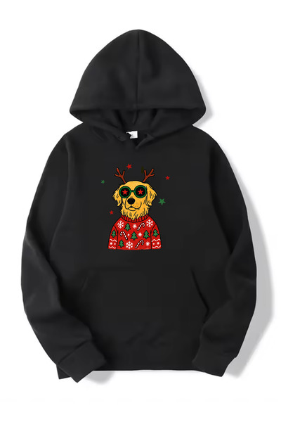 SUNFREE New Year Special Series New Year Themed Unisex Ka Hooded Amuklu Black Sweatshirt