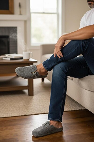 Twigy Full Orthopedic Felt Men's Comfortable and Lightweight Stylish Smoked House Slippers