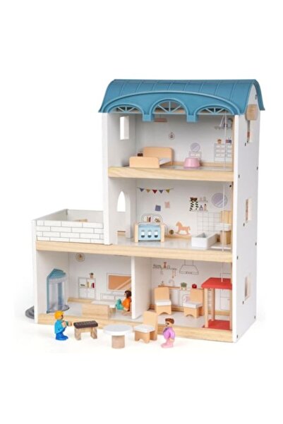 OEM Wooden dollhouse, sturdy, with accessories, elevator, multicolor, 30x40x50cm