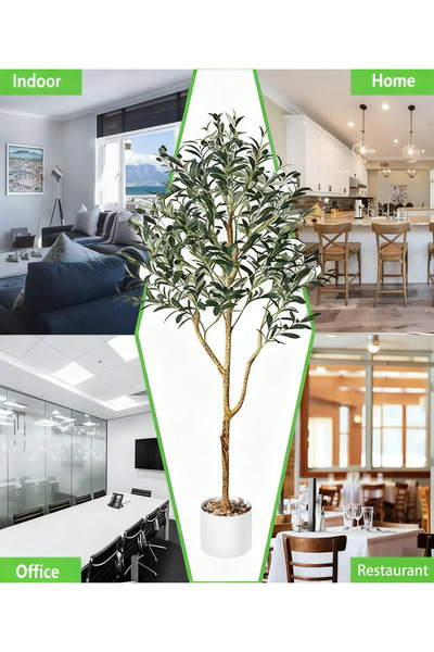SCHENKERO 150cm (4.9ft) Fake Olive Tree Simulated Bark Dense Foliage UV-Protected Balcony Use.