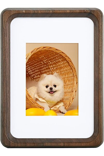 AZONEE 3.5x5 Inch Wooden Mini Photo Frame - Natural Walnut