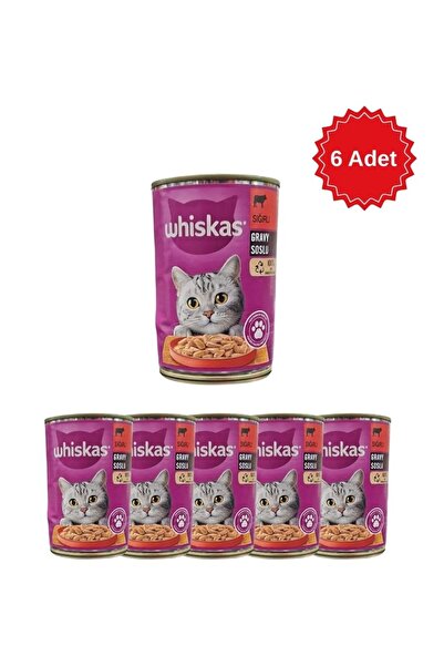 Whiskas Sığır Etli Konserve Kedi Maması 400 Gr x 6 Adet - Gerçek Et Lezzeti, ...
