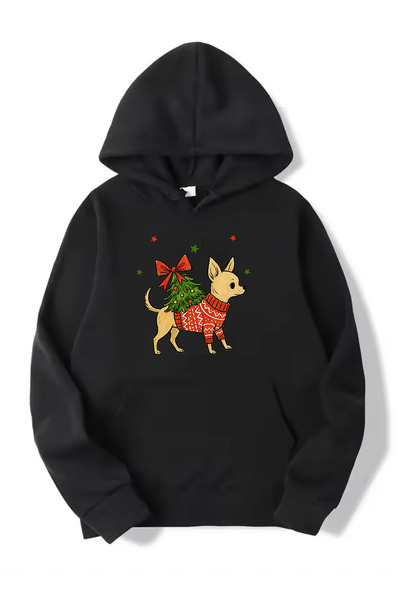 SUNFREE New Year Special Series Dog Christmas Printed Ka Hooded Iyah Sweatshirt