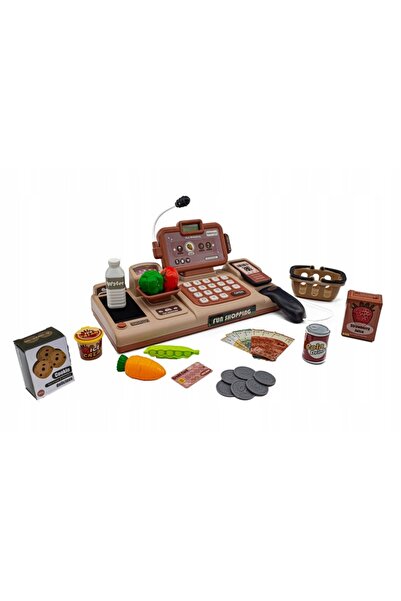 Matadi Cash register with microphone and built-in computer Fun Shopping Brown