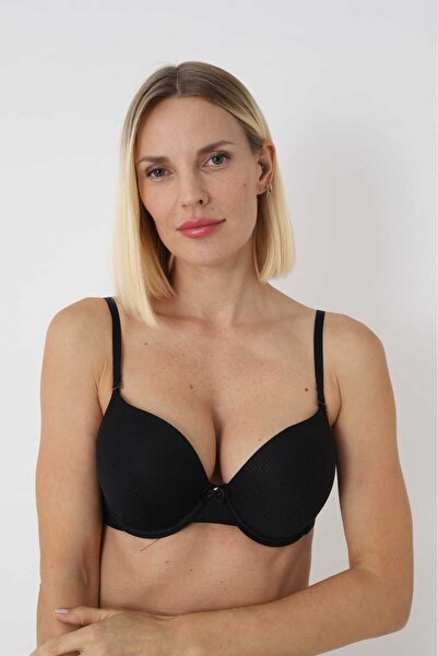 NİVENE Black Double Support Double Ultra Support Push up Bra Double Padding U...
