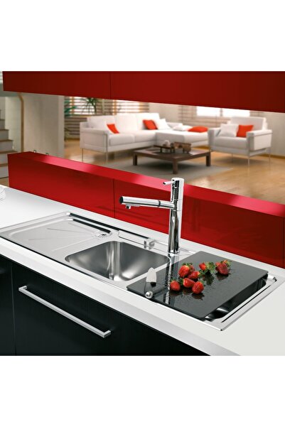 CookingAid Rodi Black Tempered Glass Chopping Board for sinks, 300 x 485 x 6 mm