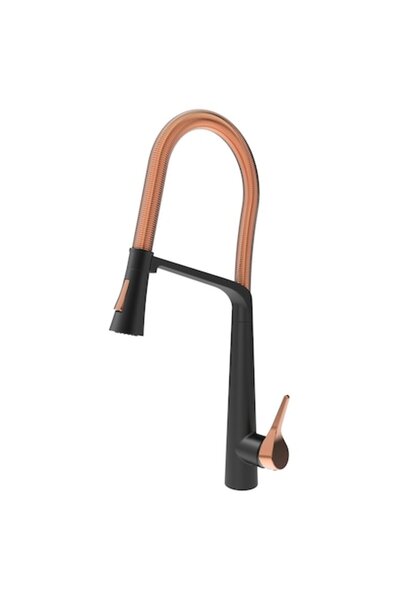 CookingAid Newmix Black/Golden Rose kitchen faucet, black/golden-rose finish, 540x240mm