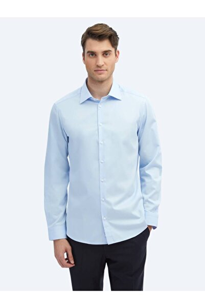 Kip Dark Blue Plain Slim Fit Woven Classic 100% Cotton Shirt