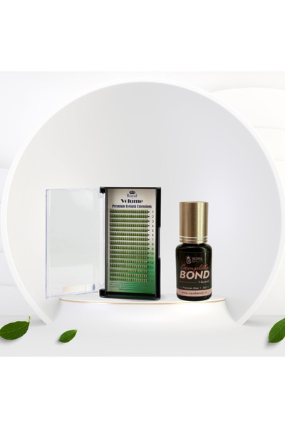 Royal 2D Eyelash Extensions, C Curvature, Thickness 0.12 mm, Mix Length+ Complete Bond Adhesive 5 ml