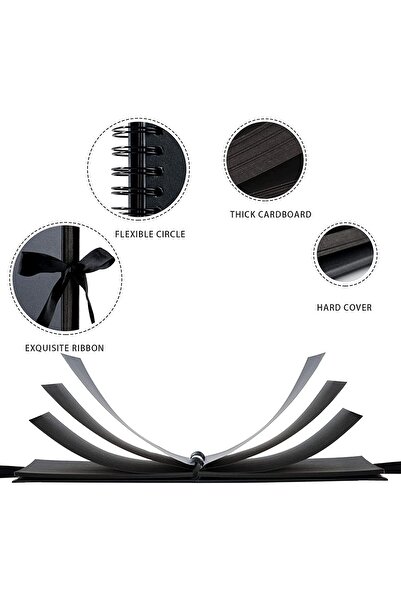 X SPRING Scrapbook Album, Black 80-Page Hardcover 12x12 Photo Album with Acid-Free Pages