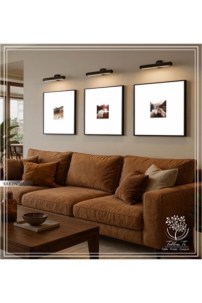 Tablomtr Sakin Vadi - Dijital Baskılı Siyah Metal Çerçeveli Gerçek Camlı 3'lü Dekoratif Tablo