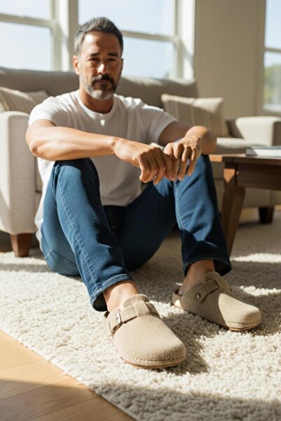 Twigy Full Orthopedic Felt Men's Comfortable and Lightweight Stylish Beige House Slippers