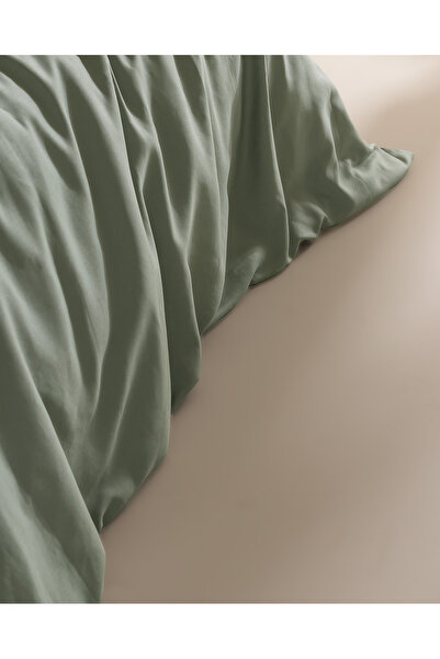 Madame Coco Crep Double 100% Cotton Plain Duvet Cover Set - Green