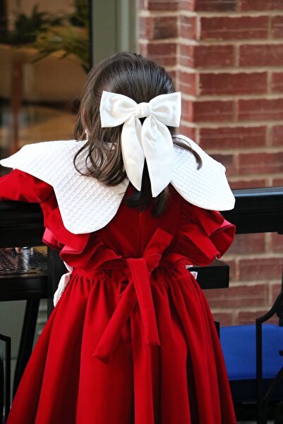 HAWRAA Red velvet dress for girls with a luxurious design and distinctive details