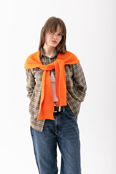 Loov Yumoş Square Neck Tie-Up Knit Scarf - Square Piece Scarf - Knit Shoulder...