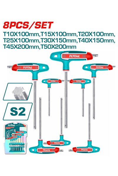 TOTAL Set of 8 torx keys T 2-10mm, Cr-V INDUSTRIAL