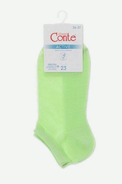 Conte Elegant Ultrashort cotton socks with mesh pattern, Conte Active 277 - Lime Green, 38-39 (25)