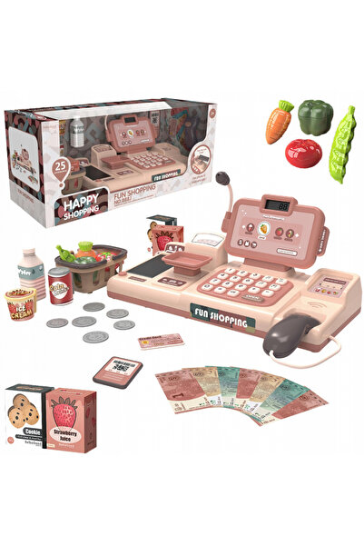 Matadi Cash register with microphone and built-in computer Fun Shopping Brown