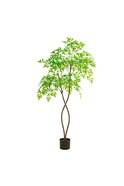 SCHENKERO 150cm (4.9ft) Fake Nandina Realistic Branches PE Leaves UV-Resistant Balcony Living Room.