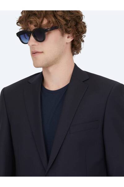 Kip Navy Blue Plain Regular Fit Wool Blend Suit