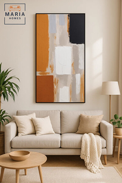 MARIA HOMES Modern Abstract Textured Wall Art – Color Block Canvas Decor for ...