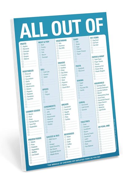 Knock Knock All Out Of Pad - Magnetic Grocery List Notepad, 6 x 9 inches, 60 ...