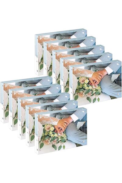 Tazweeq Mini Acrylic Double-Sided Magnetic Picture Frames (10 Pack)