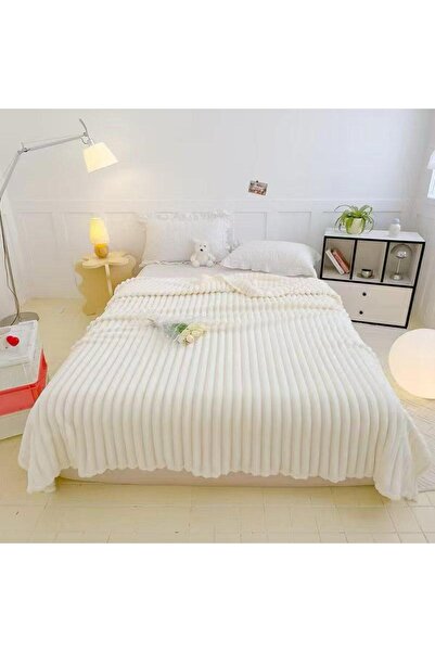 trendyhome Artificial Rabbit Fur Blanket – Beige, Solid, 200×230 cm, N 15172