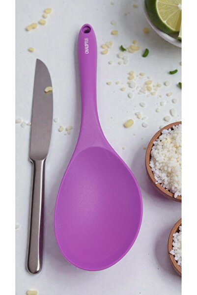 Manosta Heat Resistant 30 cm Large Serving Spoon - Fireproof, Non-Stick, Hard-Tipped Silicone Table Spoon