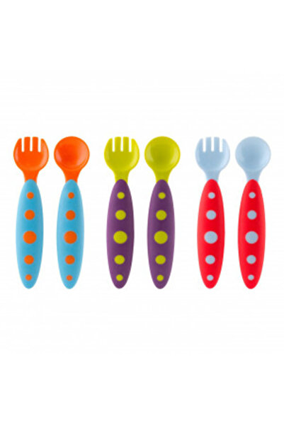 Boon Set of 6 Colored Children's Cutlery (3 forks, 3 spoons)