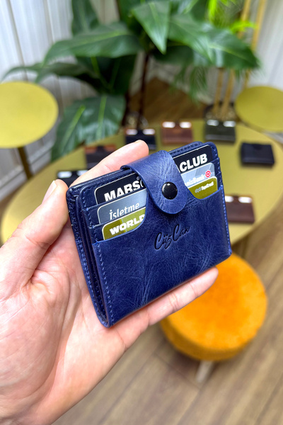 CüzCan Πορτοφόλι Enra Navy Blue από γνήσιο δέρμα για κάρτες Kİbar Κομψό και βολικό