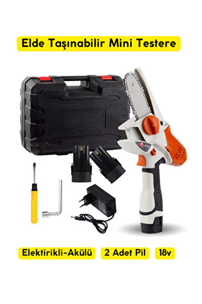 Fujika 18v Çift Akülü Şarjlı Bıçkı El Testeresi Dal Budama Ağaç Kesme Makinesi Çantalı