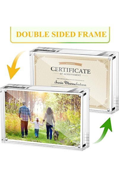 KASTWAVE 5x7 Acrylic Picture Frames 2 Pack - Clear Magnetic Double-Sided Freestanding Frame