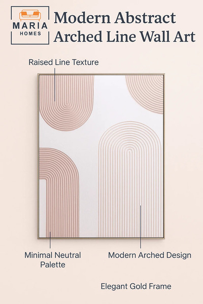 MARIA HOMES Neutral Curved Line Textured Wall Art – Modern Minimalist Decor for Living Room & Bedroom 100*150CM