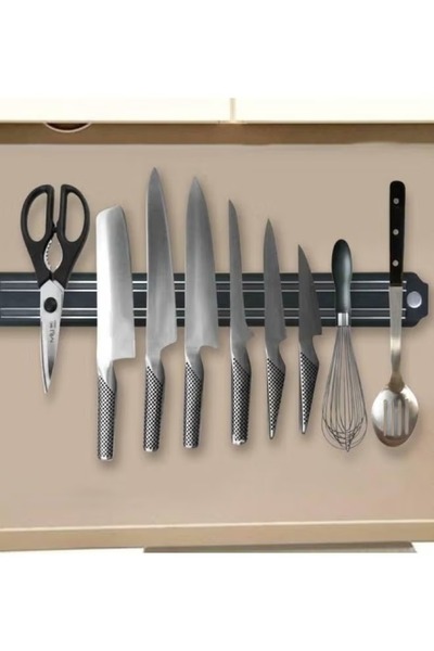Generic Magnetic knife strip, black, kitchen utensil holder, wall-mountable